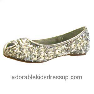 Silver Sequin Girls Flats