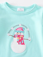 AC Snowman Applique Ruffle Girl Romper