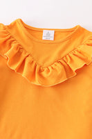 AC Girls 2 PCS Mustard Yellow Floral Ruffle Skirt Set