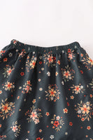 AC Girls 2 PCS Mustard Yellow Floral Ruffle Skirt Set