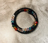 AC Black and Rainbow Beaded Slinky Bracelet