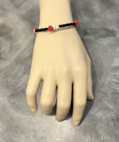 AC Black Beaded Skull and Rose Slinky Bracelet