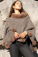 Saachi Posey Fur Pompom Poncho