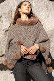 Saachi Posey Fur Pompom Poncho