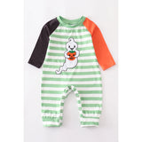 AC Boys Halloween Color Block Ghost Applique Boy Romper