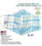100% organic cotton 3D face mask plaid