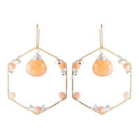 SBV Natural Stone Beaded Hexagon Drop Earrings
