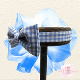 Starla’s blue checkered Bow Tie-white