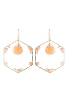 SBV Natural Stone Beaded Hexagon Drop Earrings