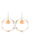 SBV Natural Stone Beaded Hexagon Drop Earrings