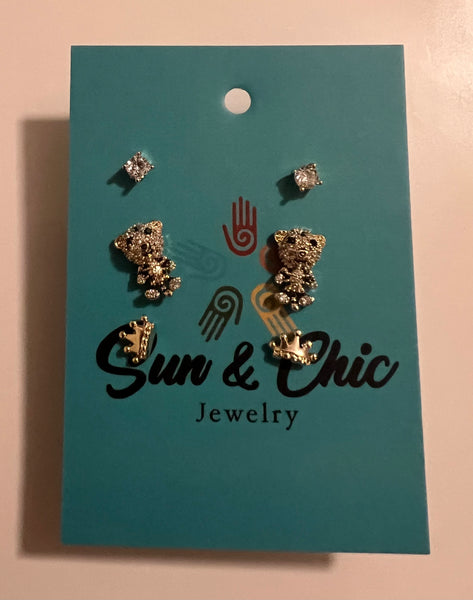 Sun Ser lion/crown earrings