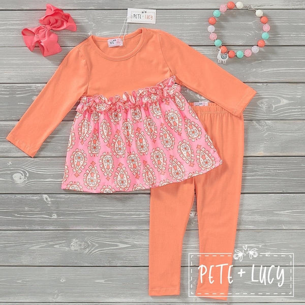 AC Peach Paisley 2 Pcs Pant Set