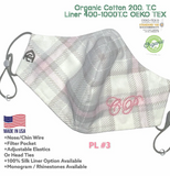Plaid Print-100% organic cotton & ink. 3D Hybrid face mask