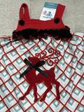 AC RED PLAID REINDEER BABY GIRL DUFFLE ROMPER