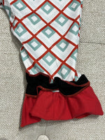 AC RED PLAID REINDEER BABY GIRL DUFFLE ROMPER