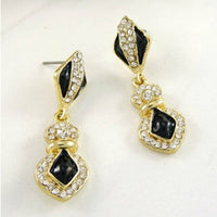 SBV Black with Rhinestone Statement Earrings