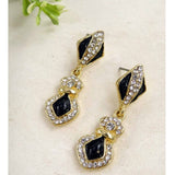 SBV Black with Rhinestone Statement Earrings