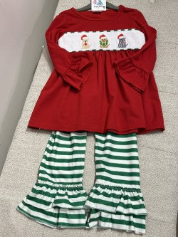 AC Girl Christmas Red & green Ruffle 2pcs
